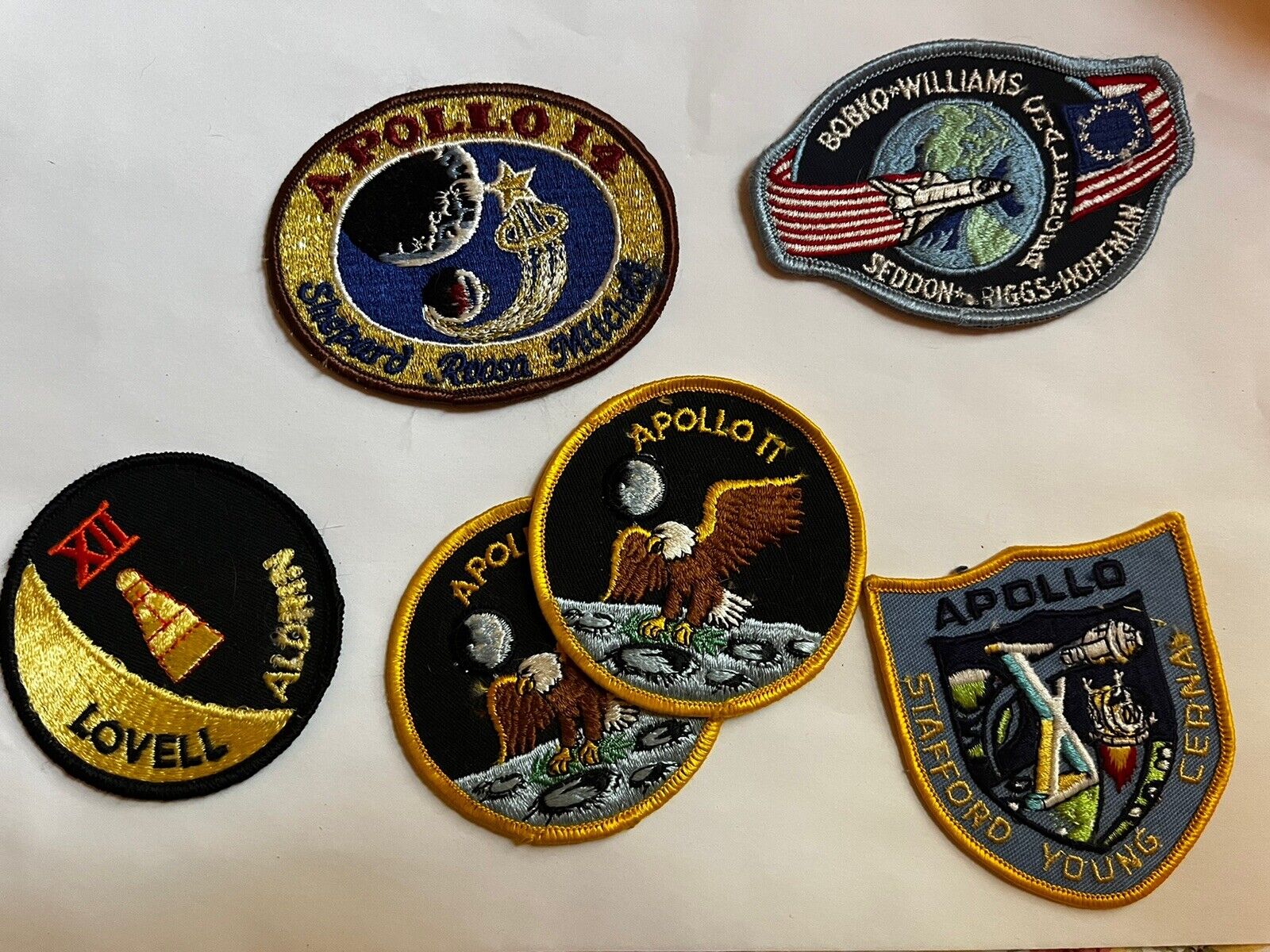 Lot of 6 Vintage NASA Apollo Mission Embroidered Patches Excellent Condition