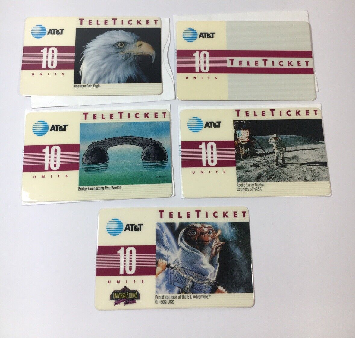 1992 AT&T Teleticket Phone Card Lot Of 5 (7262)