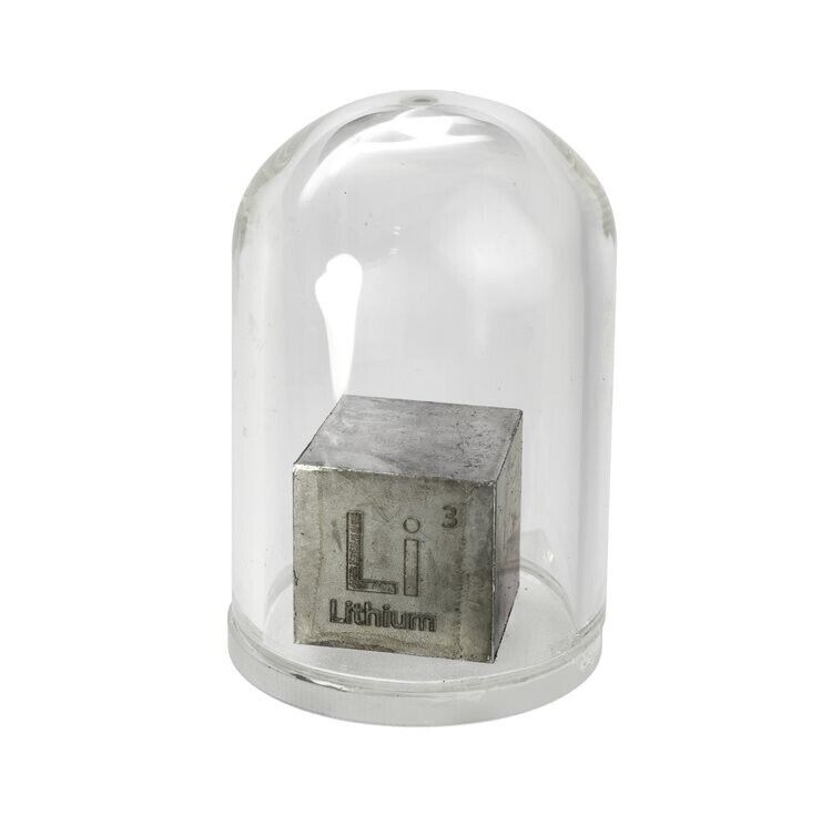 25.4mm Li Lithium Element Cube In Sealed Glass Dome. Rare & Unique