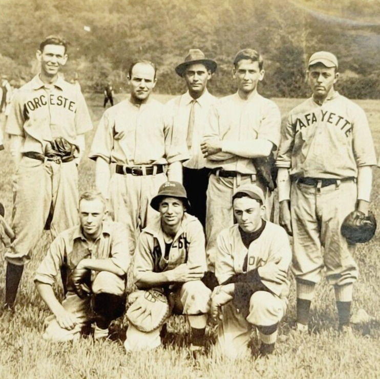 Rare 1914 Postcard Worcester vs Lafayette NY Baseball Team Madison New York