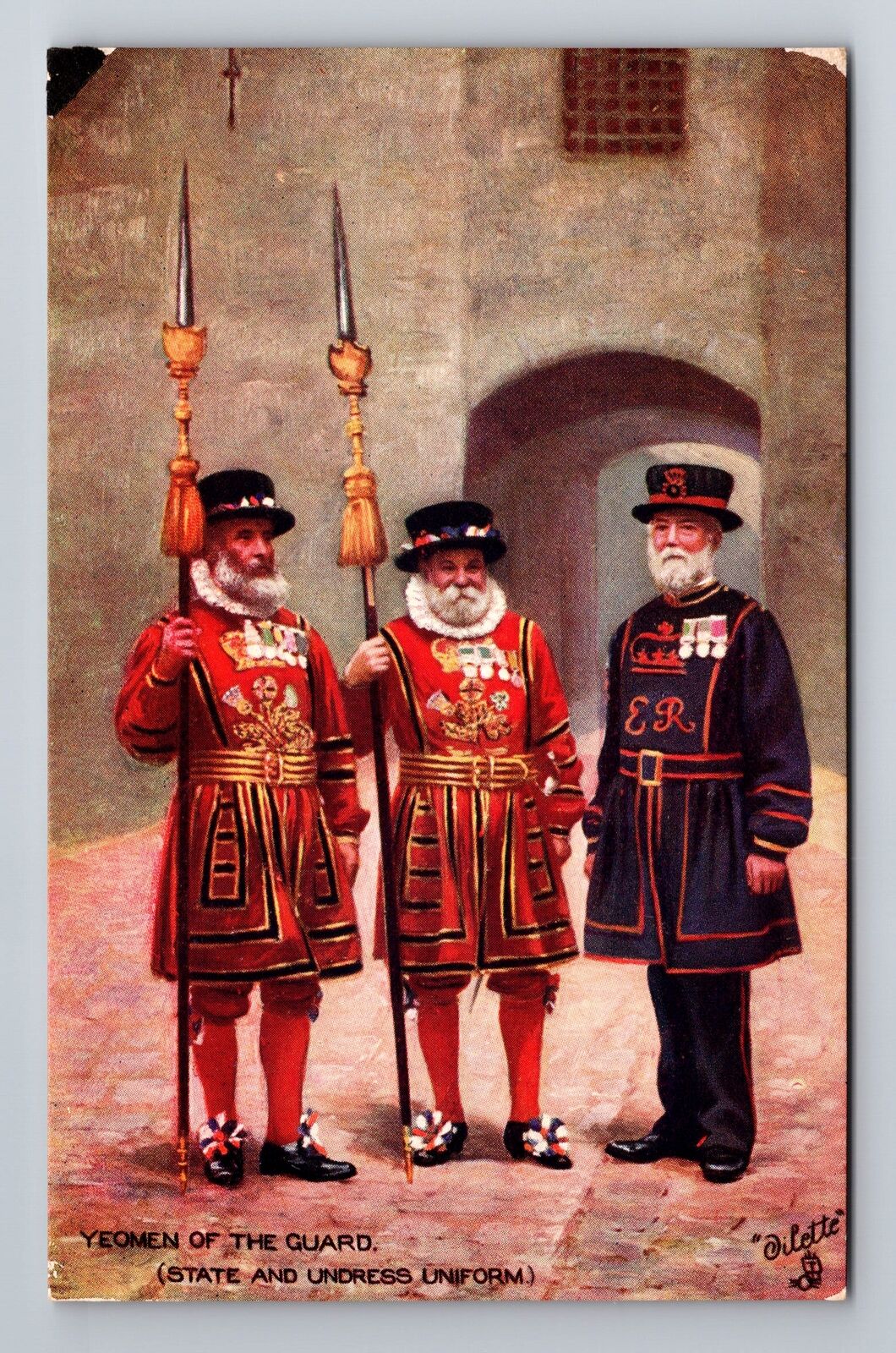 England, Yeomen of the Guard, State and Undress Uniform, Vintage Postcard