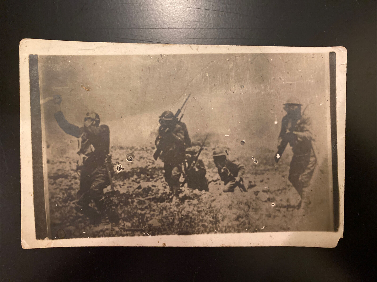 WWI RPPC Gory Battle Scene (Soldier Shot In Throat)