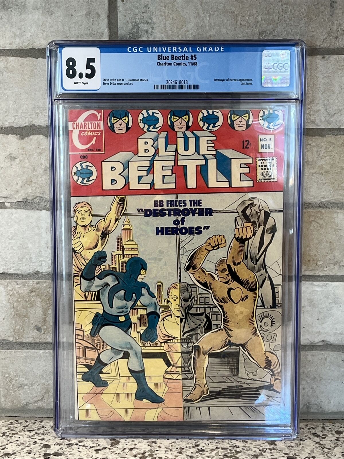 BLUE BEETLE #5 1968 CGC 8.5 WHITE Pages STEVE DITKO Destroyer Of Heroes App