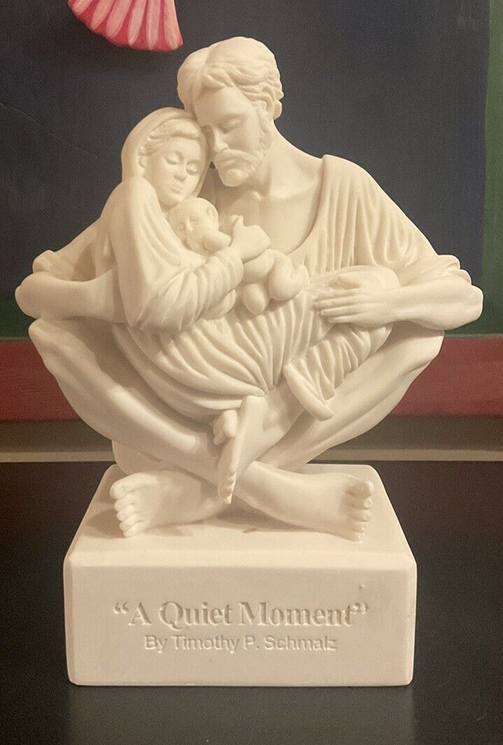 A Quiet Moment Holy Family Stone Statue by Timothy Schmalz White Resin 90s EUC