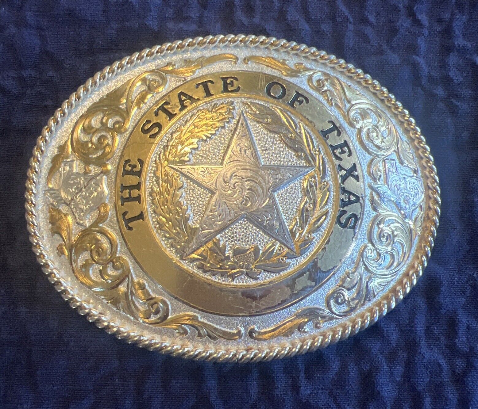 Montana Silversmiths Western Belt Buckle The State of Texas Star Seal Silver