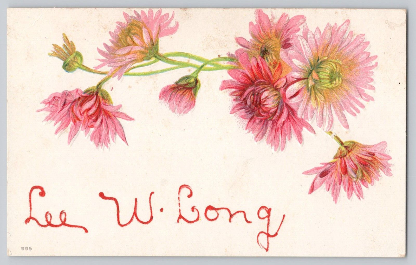 Postcard Greetings Flowers embossed C 1910?