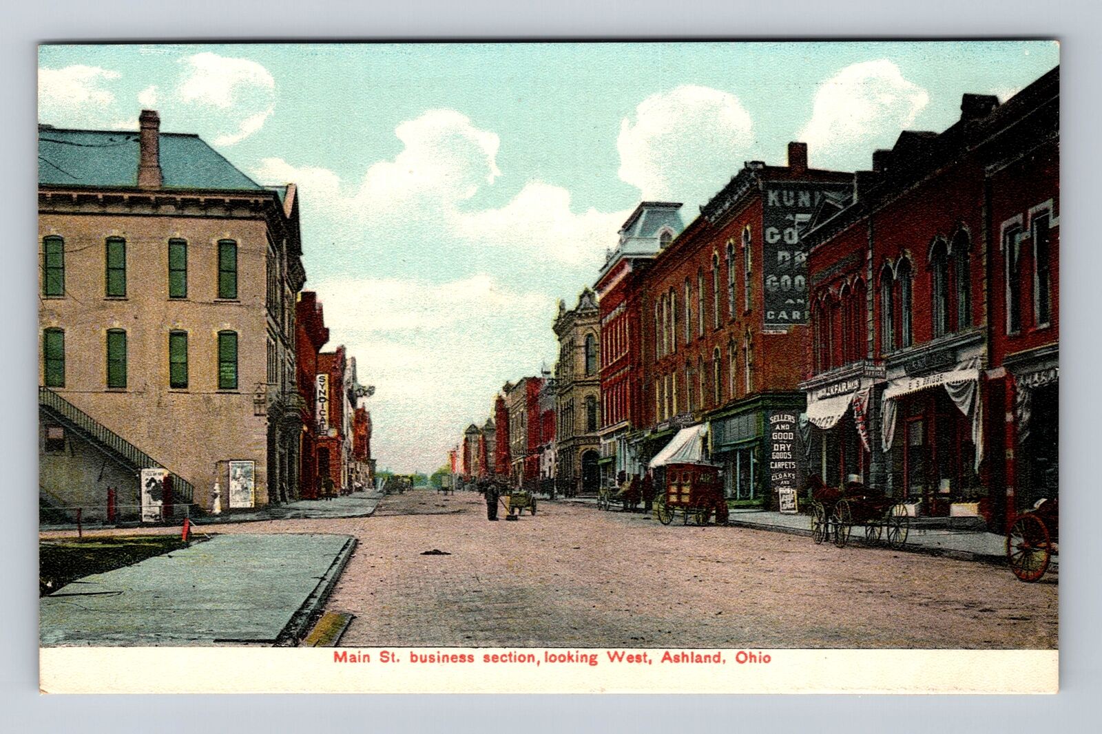 Ashland OH-Ohio, Main Street Business Section Looking West Vintage Postcard