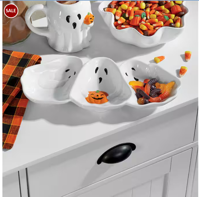 Ghost Trio Candy Bowl -Halloween- Fine grain earthenware with embossed details