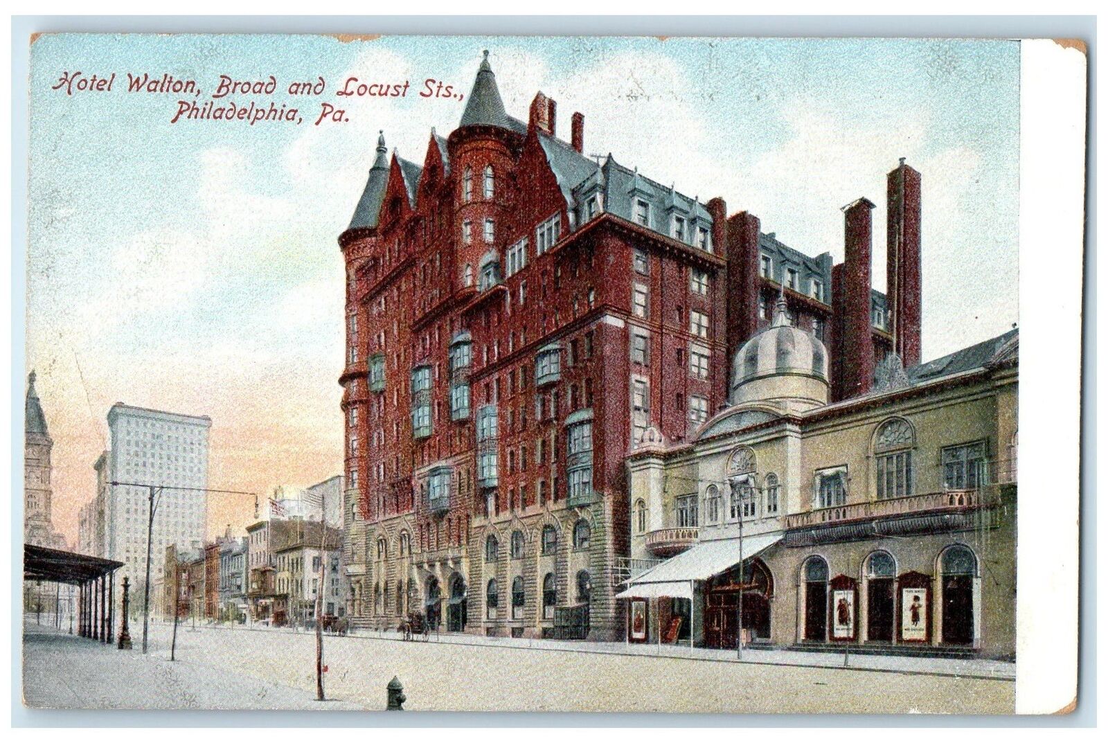 c1905's Hotel Walton Broad And Locust Streets Philadelphia Pennsylvania Postcard