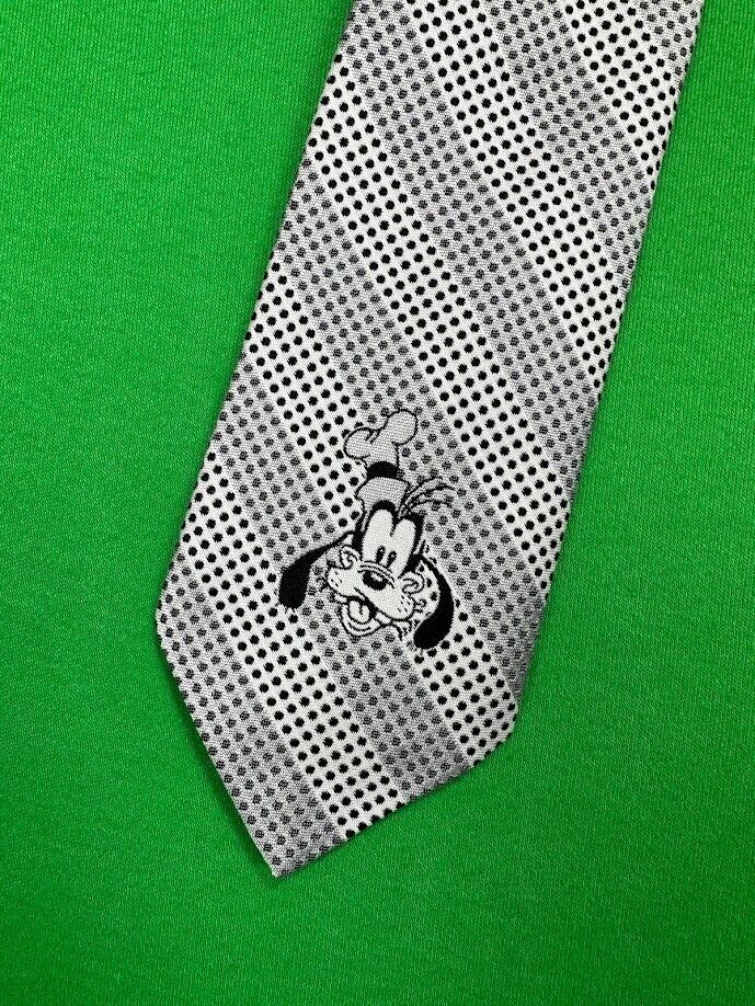 Vintage Goofy Designed by Cervantes Men's Neck Tie Black / White Disney USA Made