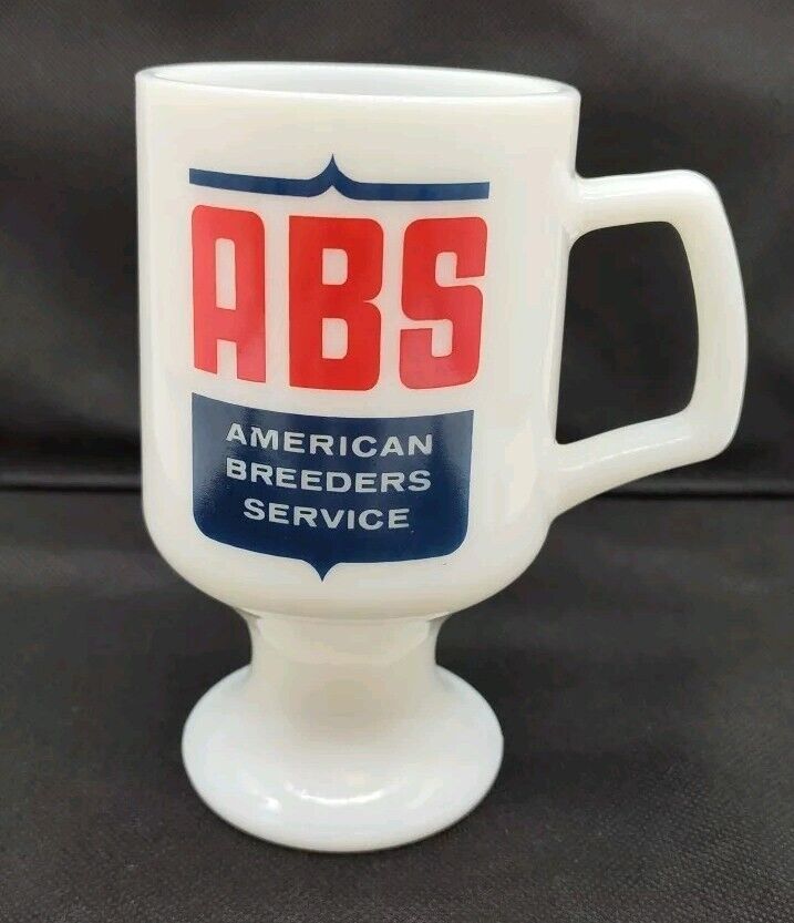 Vintage ABS American Breeders Service Milk Glass Pedestal Coffee Mug DeForest WI