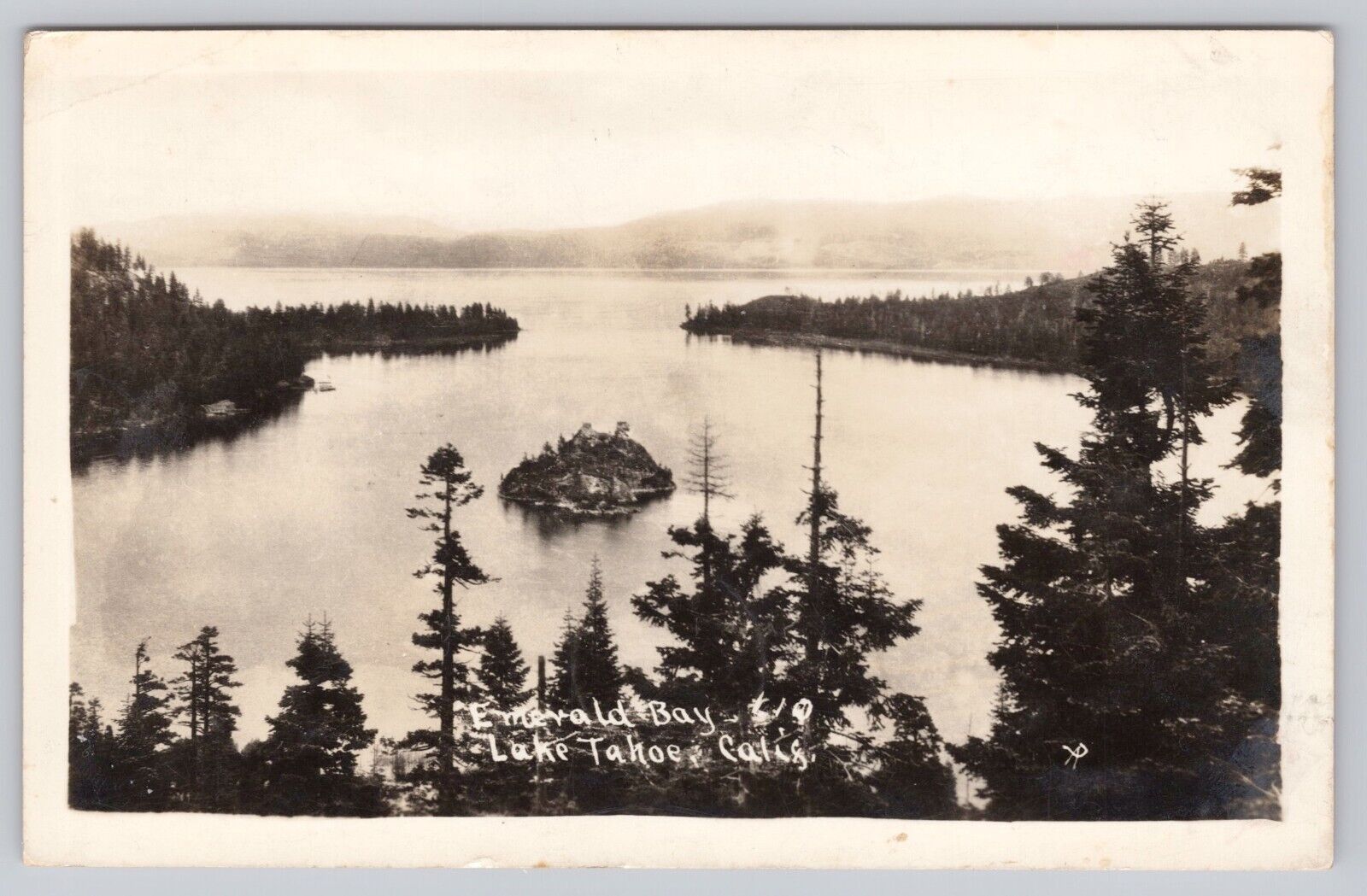 Lake Tahoe California, Emerald Bay Scenic View, Vintage RPPC Real Photo Postcard