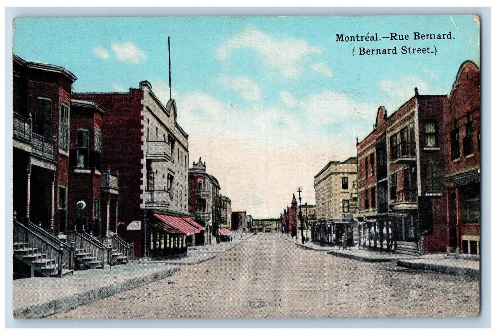 Montreal Quebec Canada Postcard Bernard Street Scene c1910 Antique Unposted