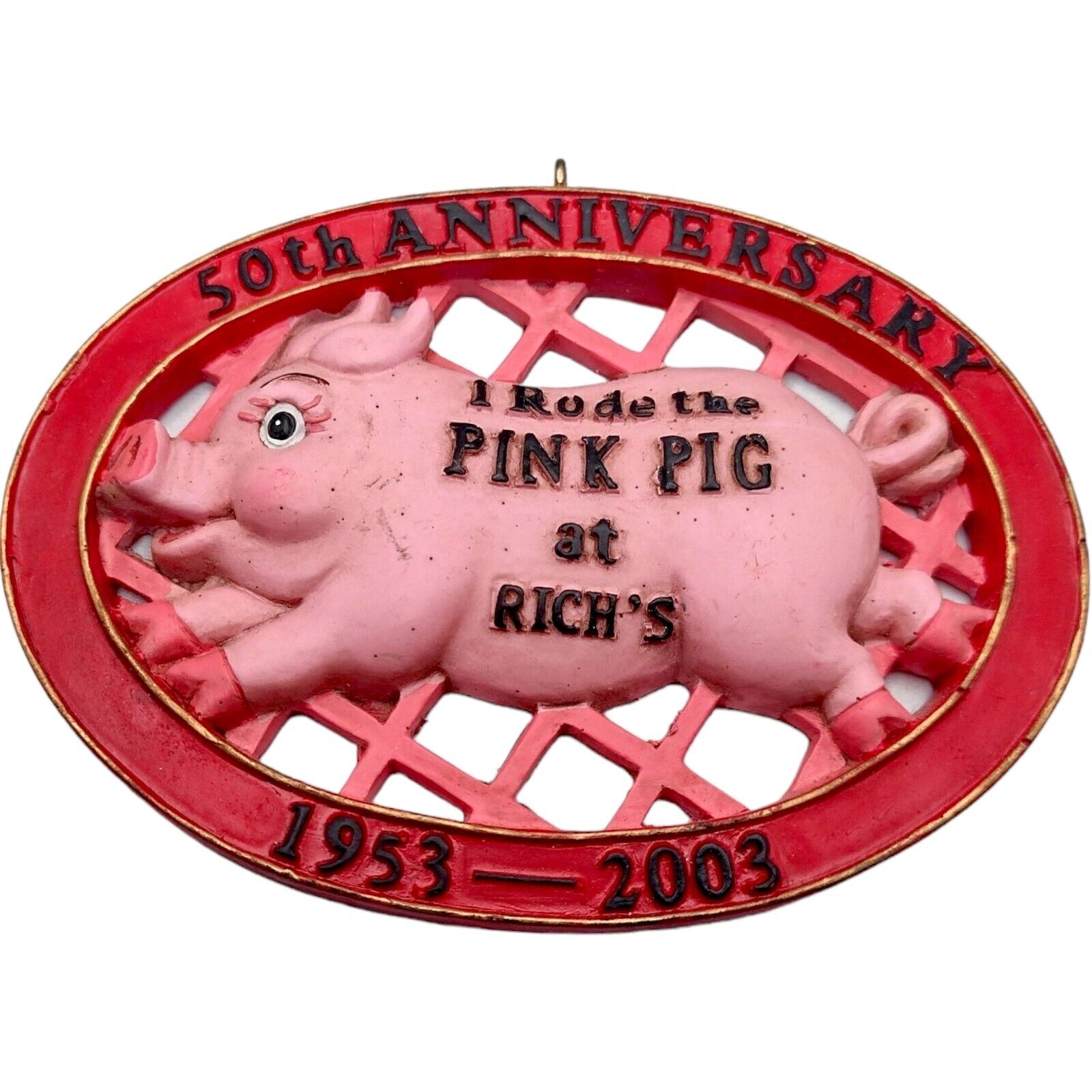 Vintage Rich’s-Macy’s I Rode The Pink Pig at Rich's Store Ornament 2004 Atlanta