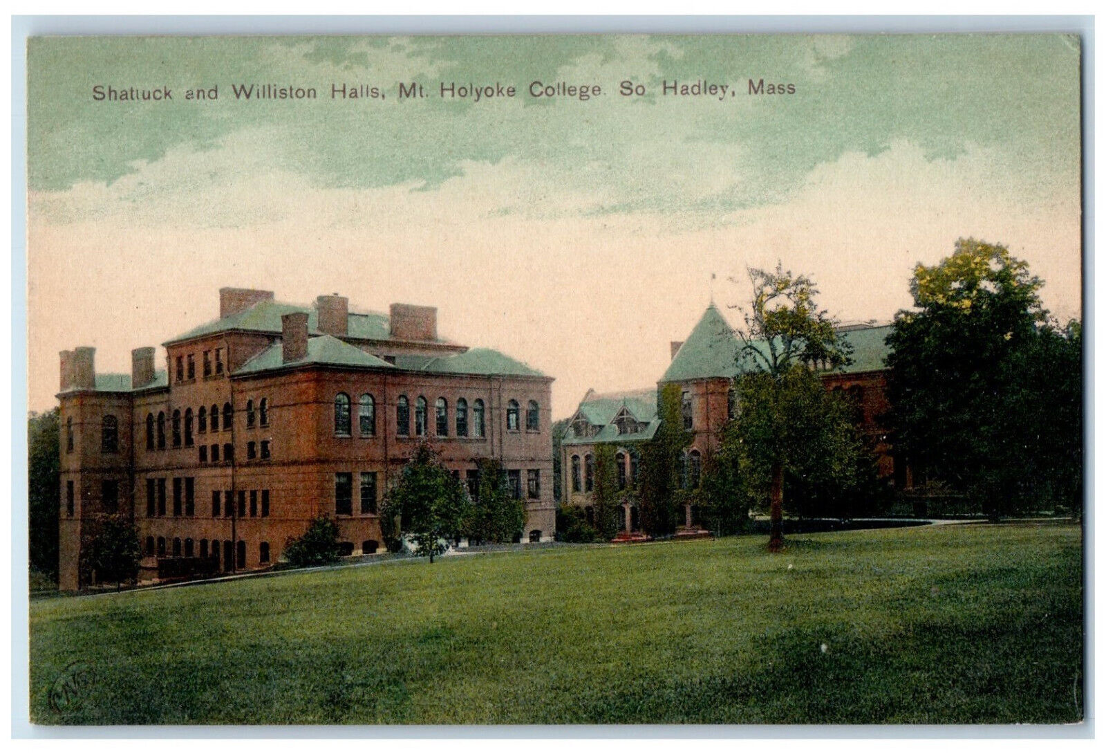 c1910 Shattuck and Williston Halls Mt. Holyoke College South Hadley MA Postcard