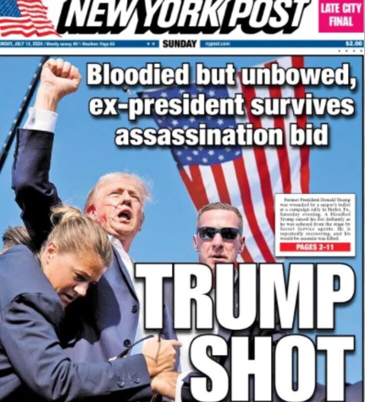 New York Post TRUMP SHOT Newspaper - 7/14/24