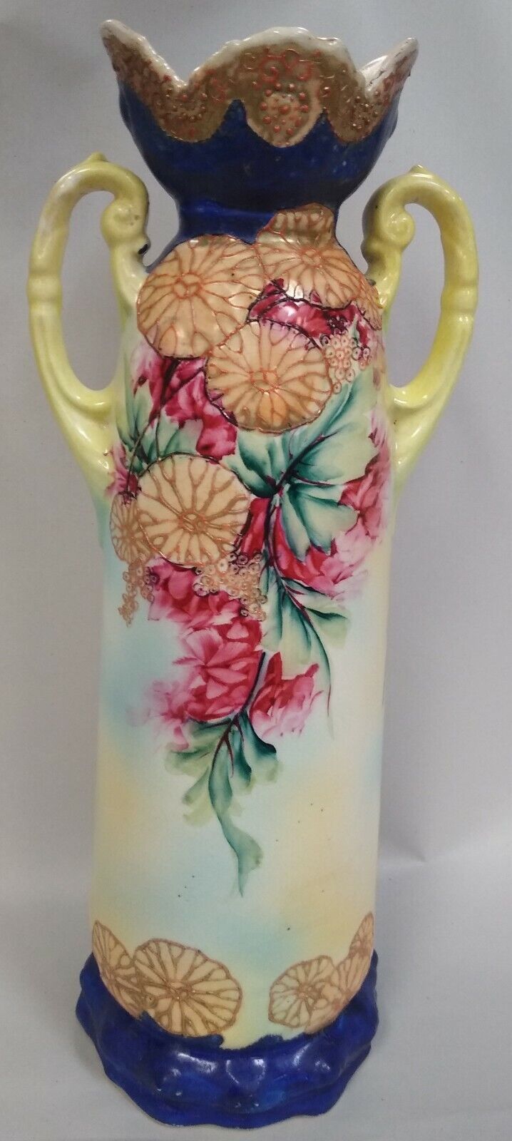 Magnificent Vintage Miyako Imari Hand Painted & Decorated Double Handle Vase