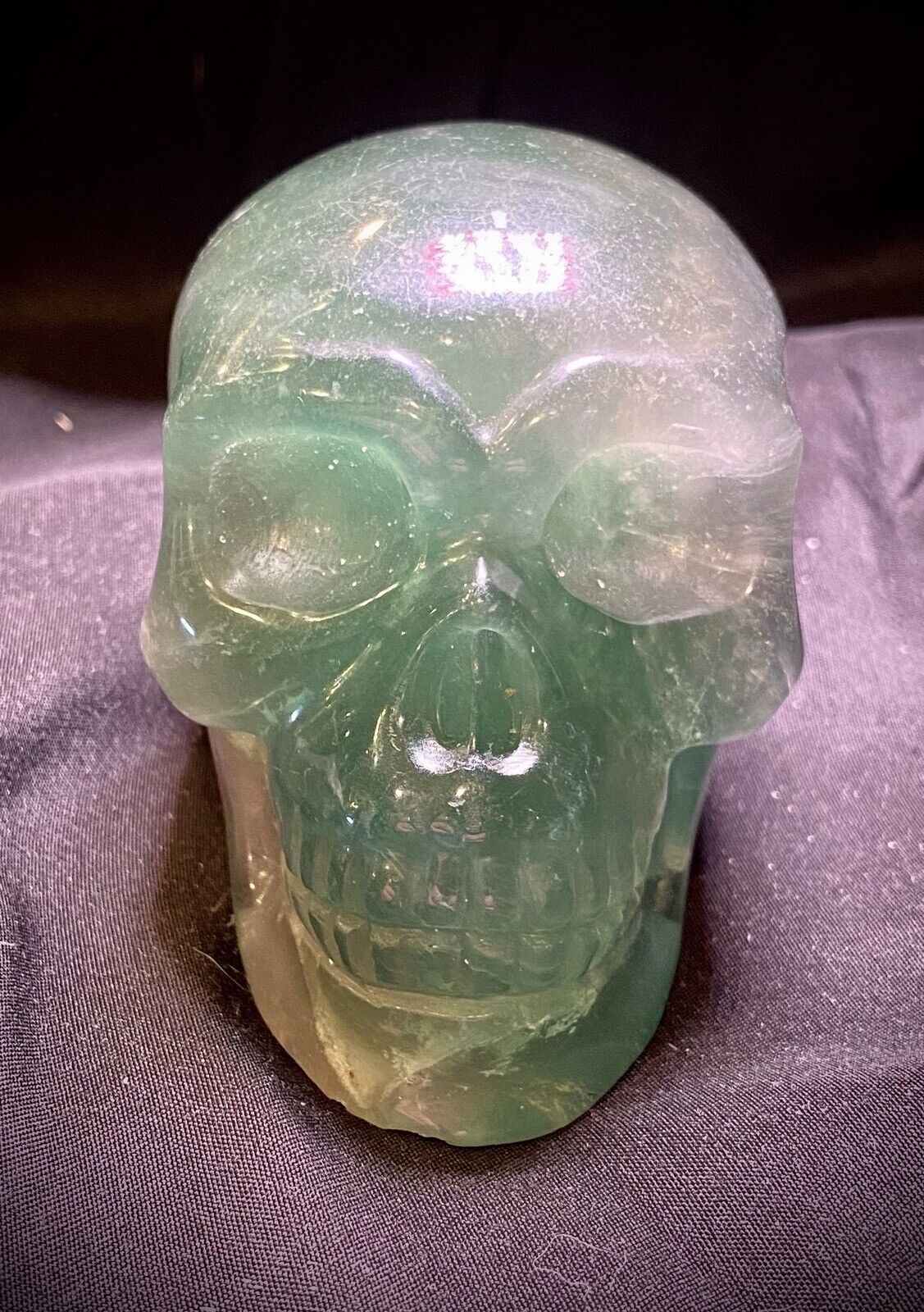 Jumbo Green Fluorite Skull Carving