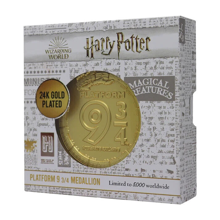 Harry Potter Limited Edition Platform 9 & 3/4 24K Gold Plated Medallion LE RARE
