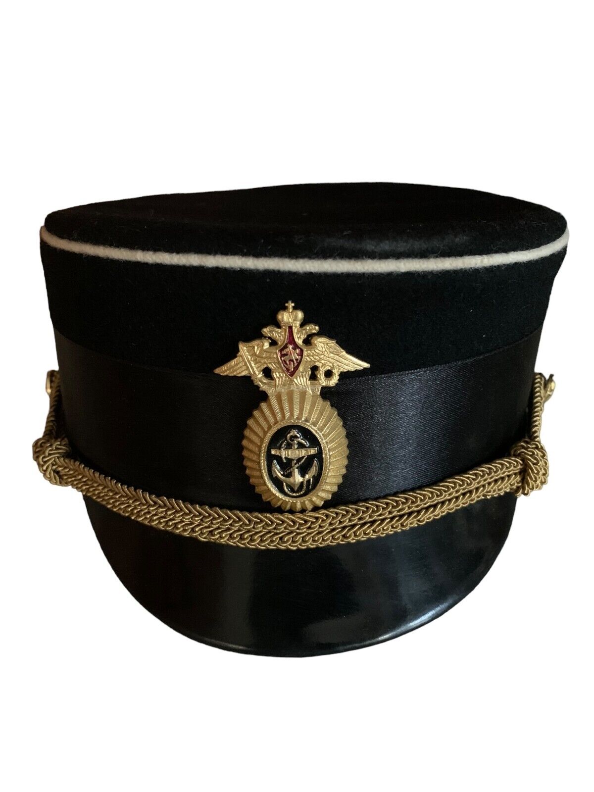 Woman Russian Navy Admiral Hat Soviet Black Gold Small Size