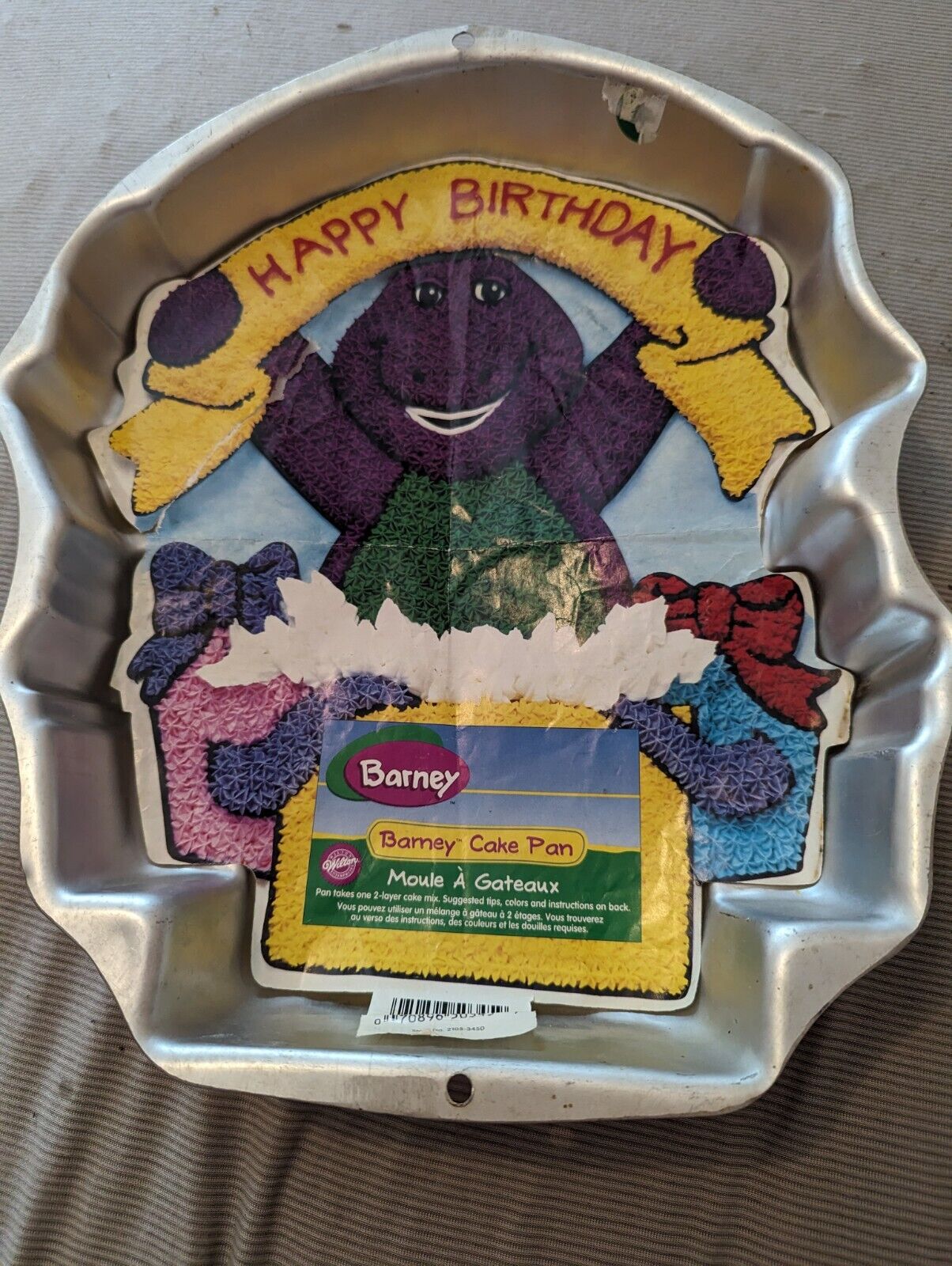 Vintage Wilton 1998 Barney the Purple Dinosaur Aluminum Cake Pan 2105-3450