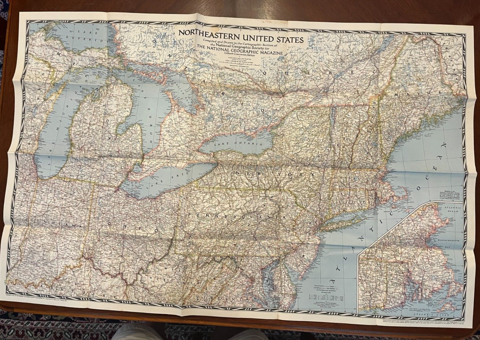 Map of Northeastern United States, 1945 Nat Geo Mag, 26