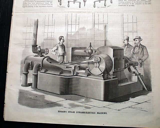 THOMAS EDISON Dynamo Electrical Machine Steam Generator PRINTS 1881 Magazine 
