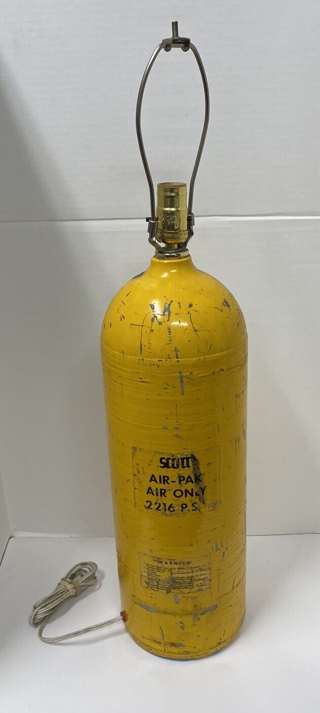 Vintage Scott Air Pak Lamp Fireman Fire Fighter Rescue Repurposed Tank Cylinder