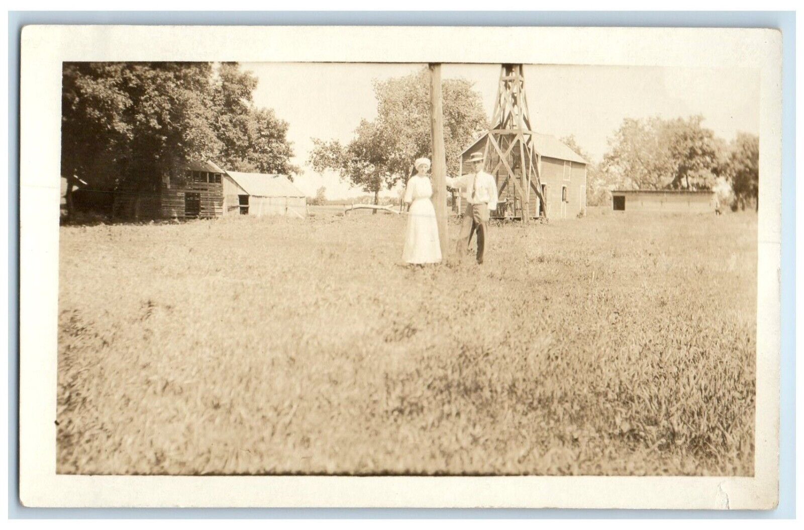 c1910's Farm Scene Log House Smith Co. Kansas KS RPPC Photo Antique Postcard