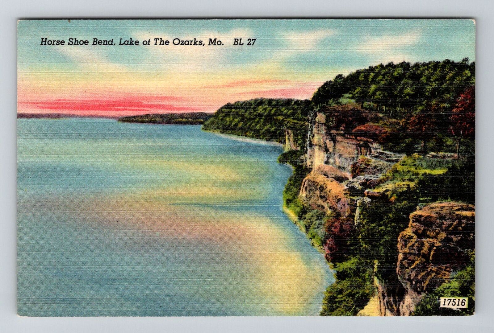 Lake of the Ozarks MO-Missouri, Horse Shoe Bend, Vintage Postcard