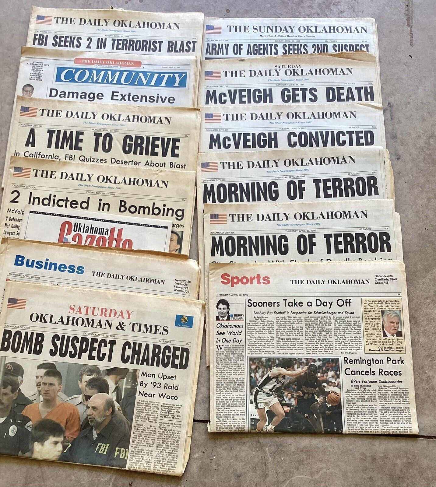 Lot of 12 Daily Oklahoman and Oklahoma Gazette Newspapers Oklahoma City Bombing