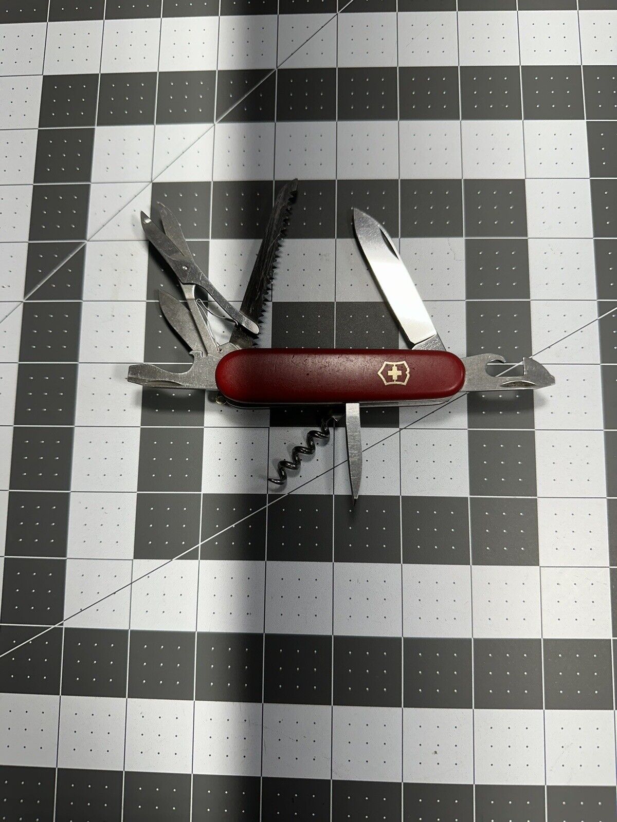 Victorinox Vintage Huntsman Knife 91MM Swiss Army Pocket - Red - Pre 1970's 5129