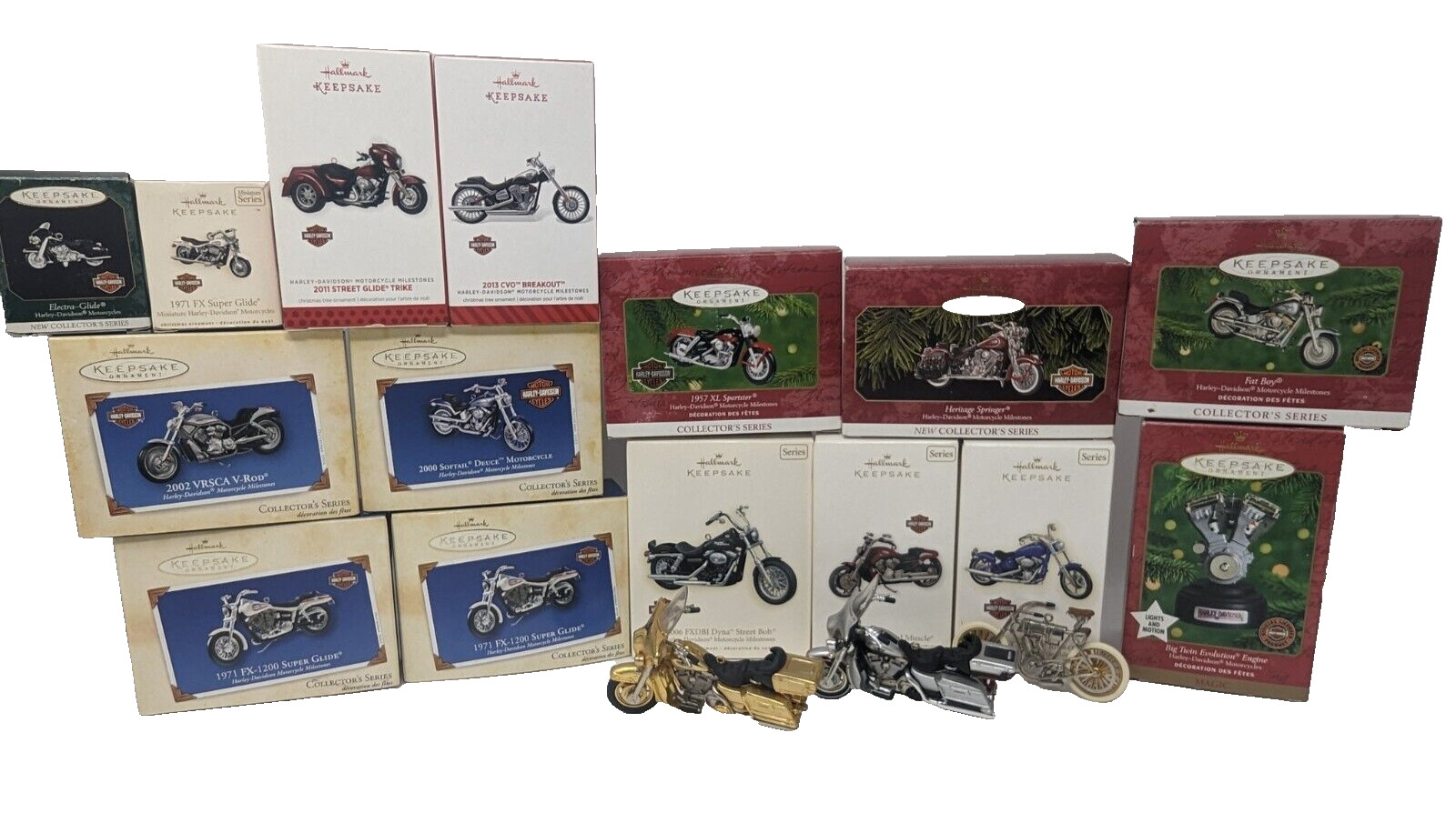 Lot of 17 Hallmark Keepsake Harley-Davidson Motorcycle Milestones Ornaments