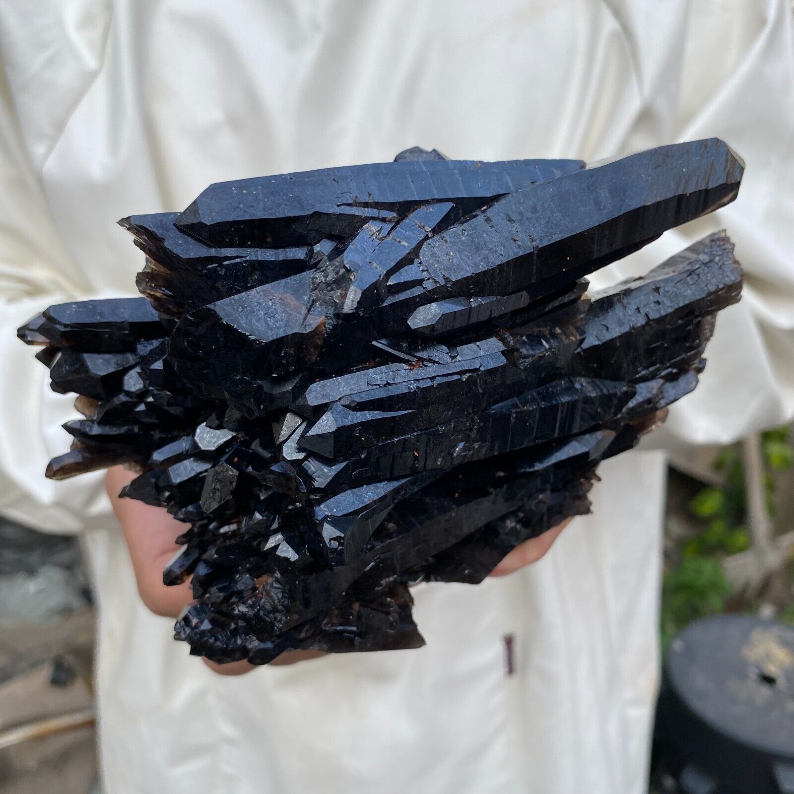2.7lb Large Natural Black Smoky Quartz Crystal Cluster Rough Mineral Specimen