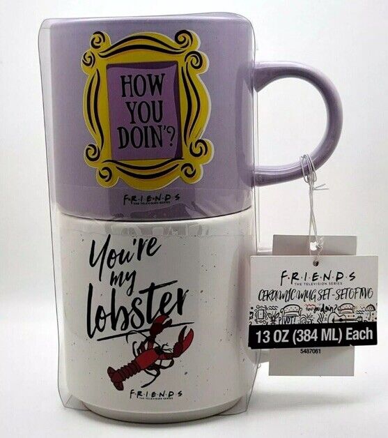 New Friends TV Series Coffee Gift Set Cup Mugs Lobster & Peephole How You Doin'?