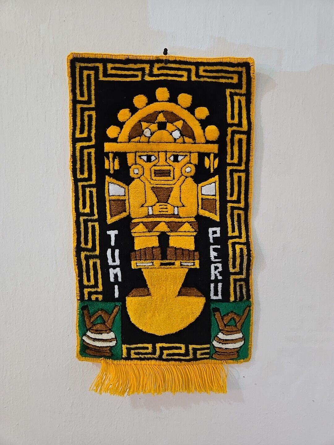 Tumi Peru Peruvian Tapestry Wall Art Handmade Wool Rug Inca Craft Handcraft 