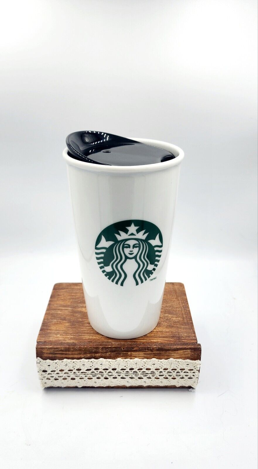 STARBUCKS 12oz Ceramic Travel Tumbler / Coffee Cup /With Lid 2014