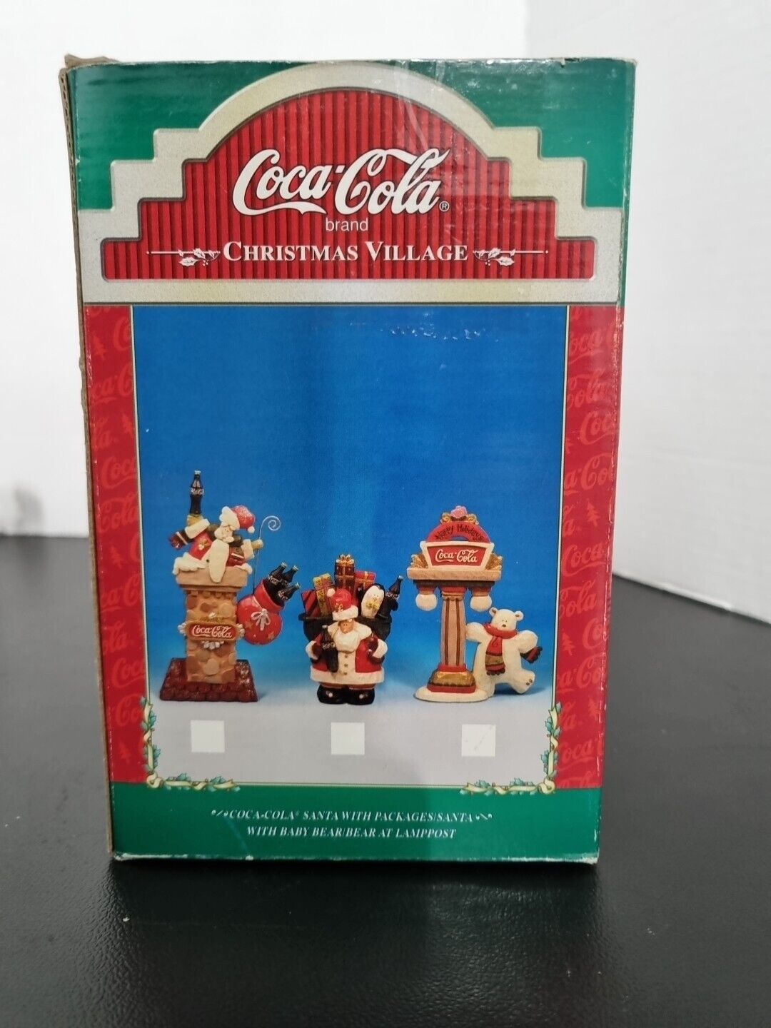 Coca-Cola Christmas Village `1999`Coca-Cola Santa Screen Set Of 3 Santa's- MINT