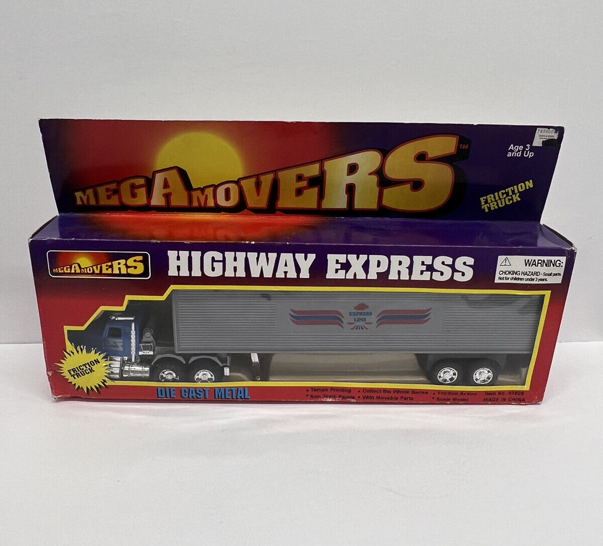 VINTAGE MEGA MOVERS HIGHWAY EXPRESS FRICTION TRUCK NEW IN WORN PACKAGE