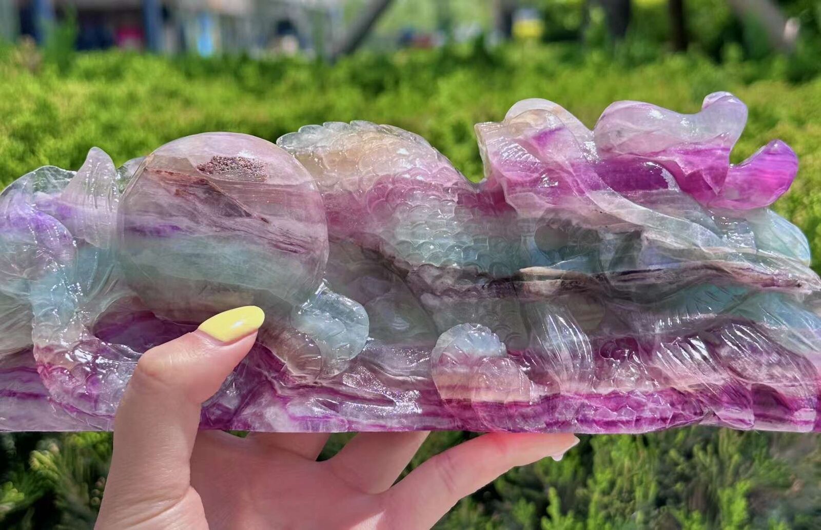 Natural Colorful fluorite dragon play beads quartz crystal Random 1PC