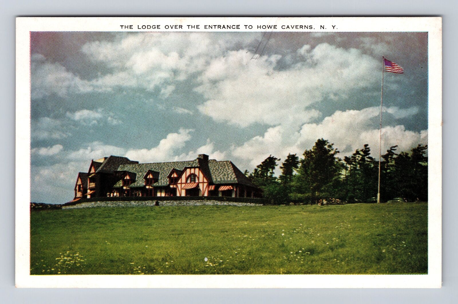 Howe Caverns NY- New York, Lodge Over The Entrance, Antique, Vintage Postcard