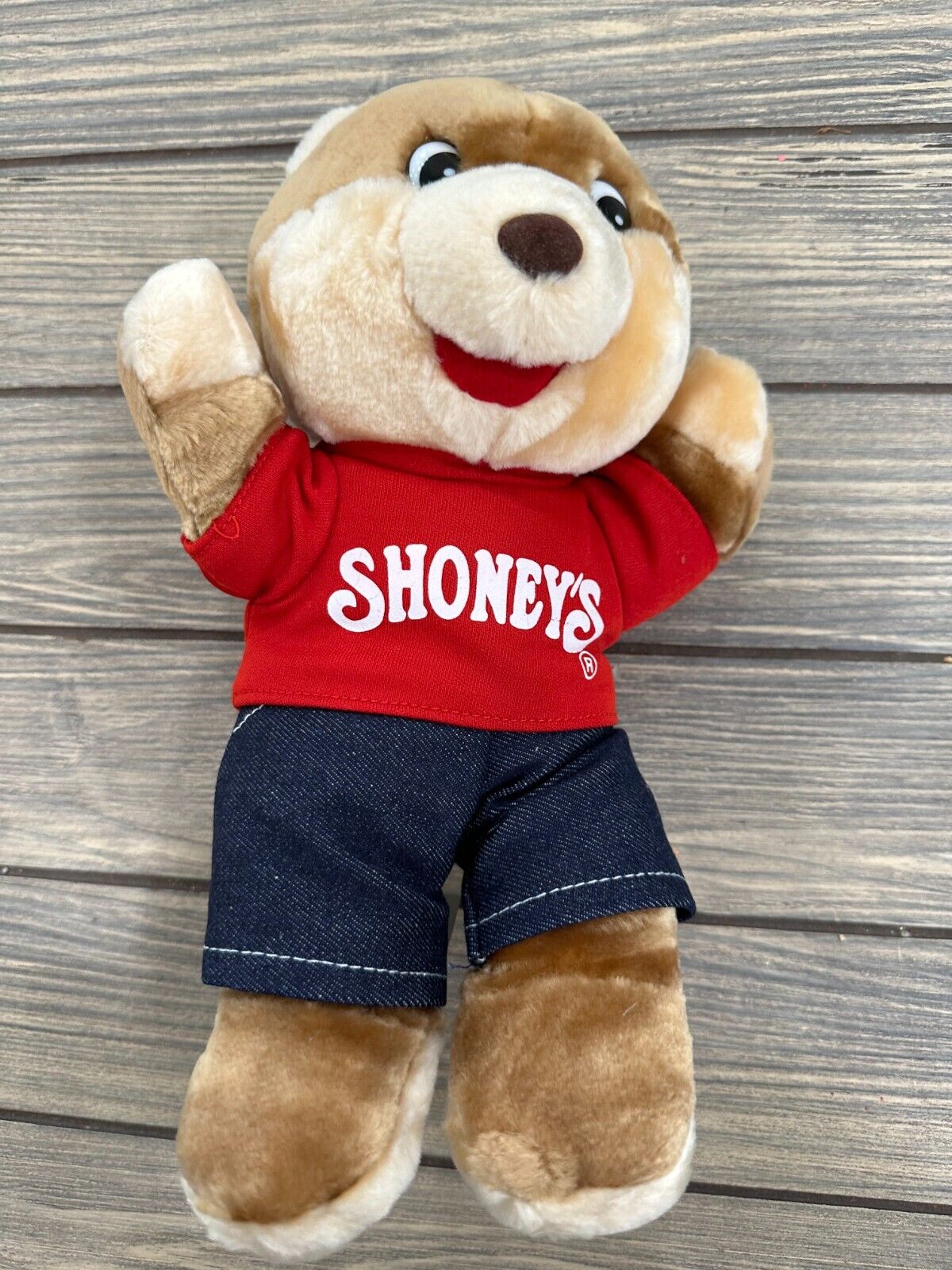 Vintage 1995 Shoney\'s Restaurant Shoney Bear in Outfit Plush Stuffed Animal Toy