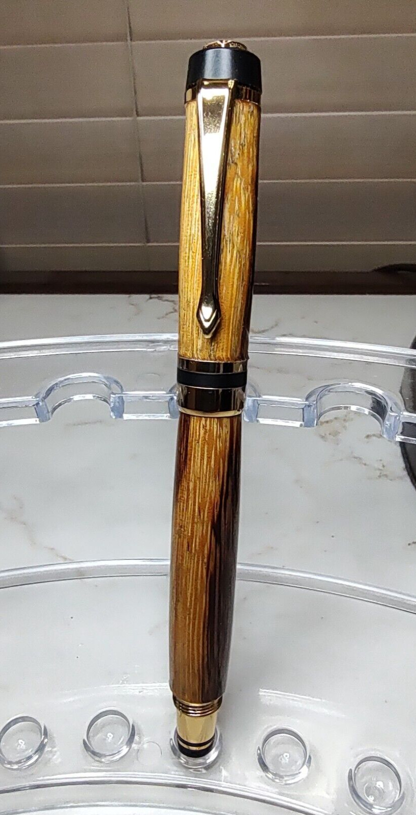Hand Turned Fountain Pen in Asian Marble Wood