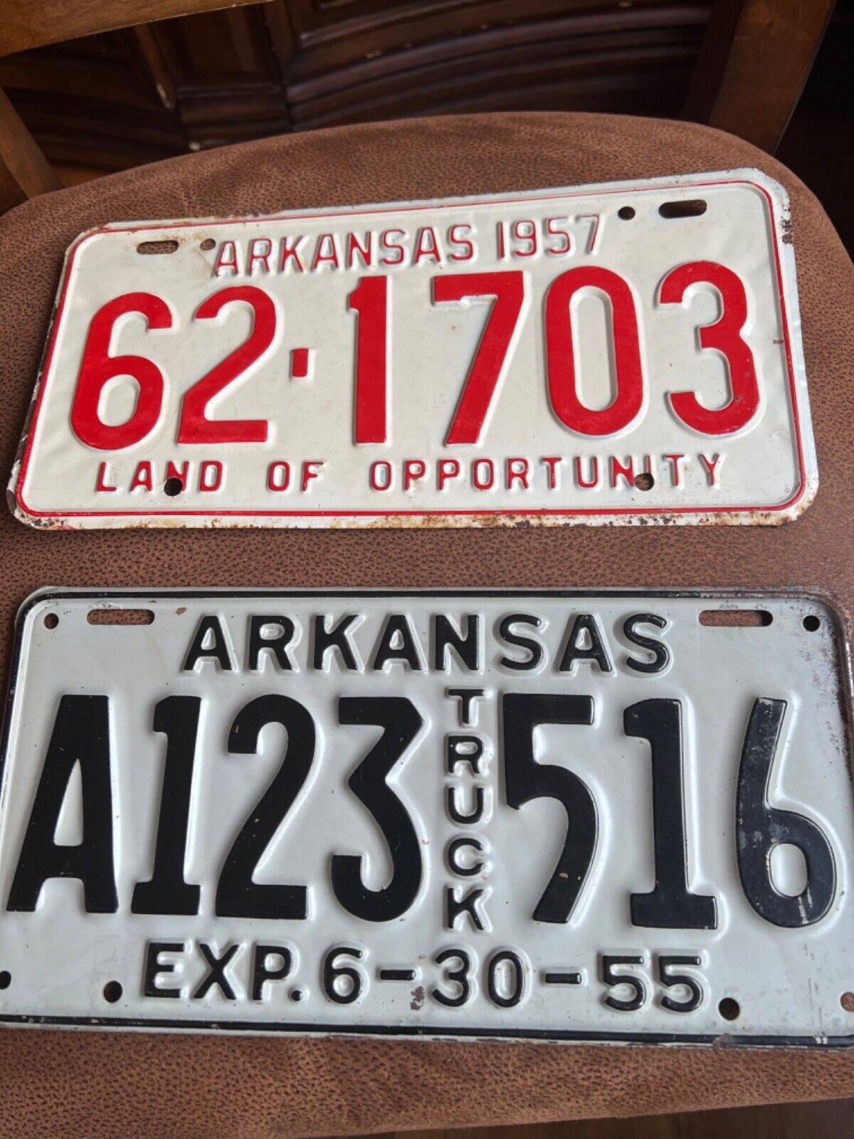 license plate  1955 Or  1957 Arkansas(truck) Red and or Black