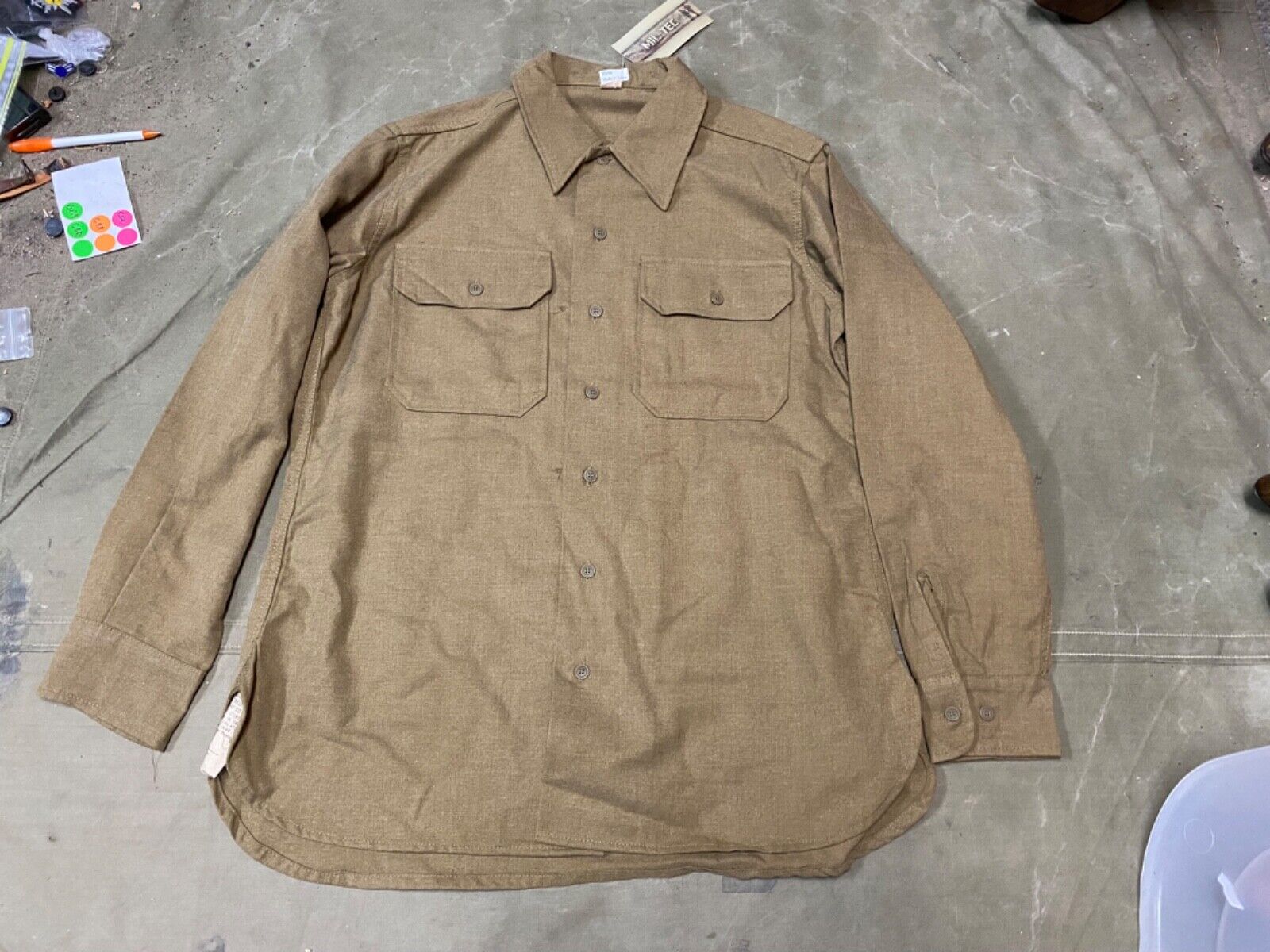 WWII US ARMY M1937 M37 WOOL ENLISTED & NCO COMBAT FIELD SHIRT-LARGE
