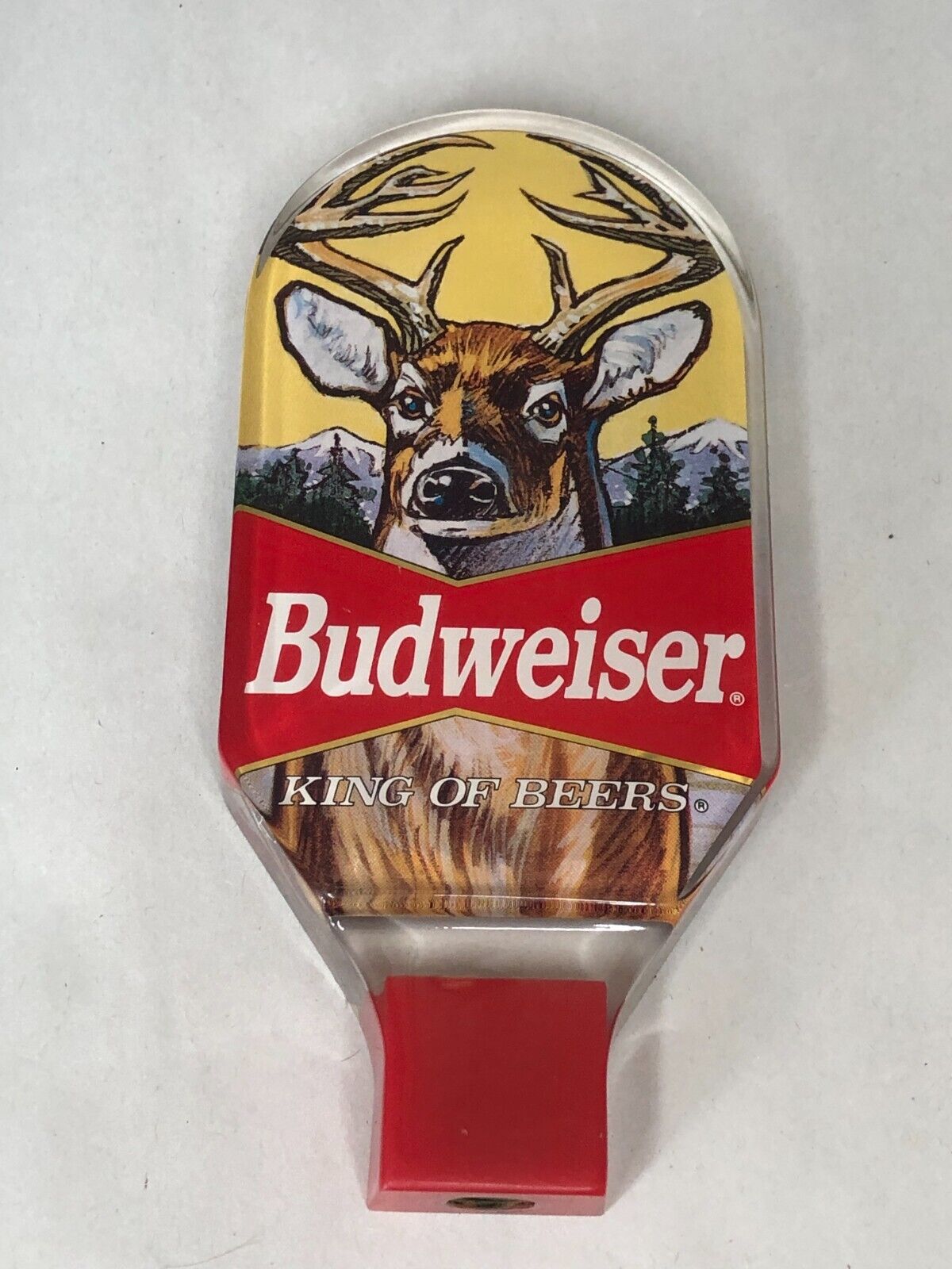 Vintage Budweiser Buck & Antlers Beer Tap Handle Acrylic Two sides Deer Hunting