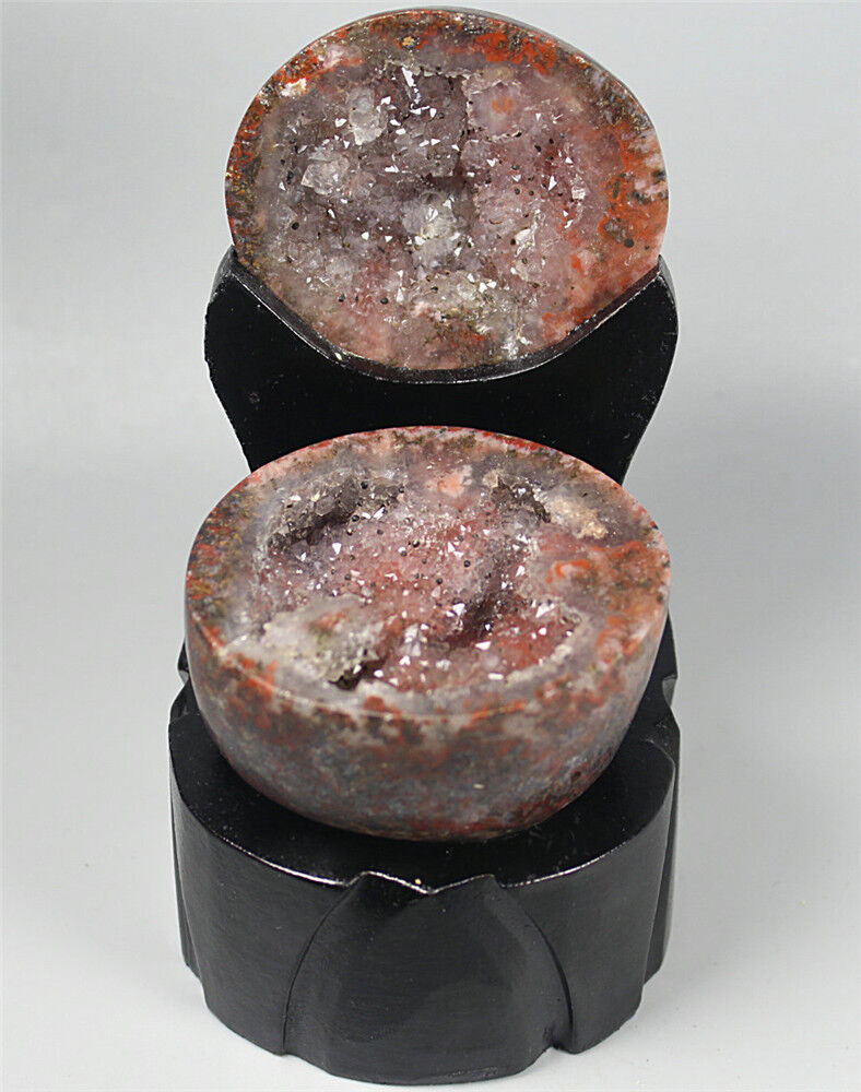Rare China Natural Warring States Red Agate Geode Quartz Crystal Cornucopia