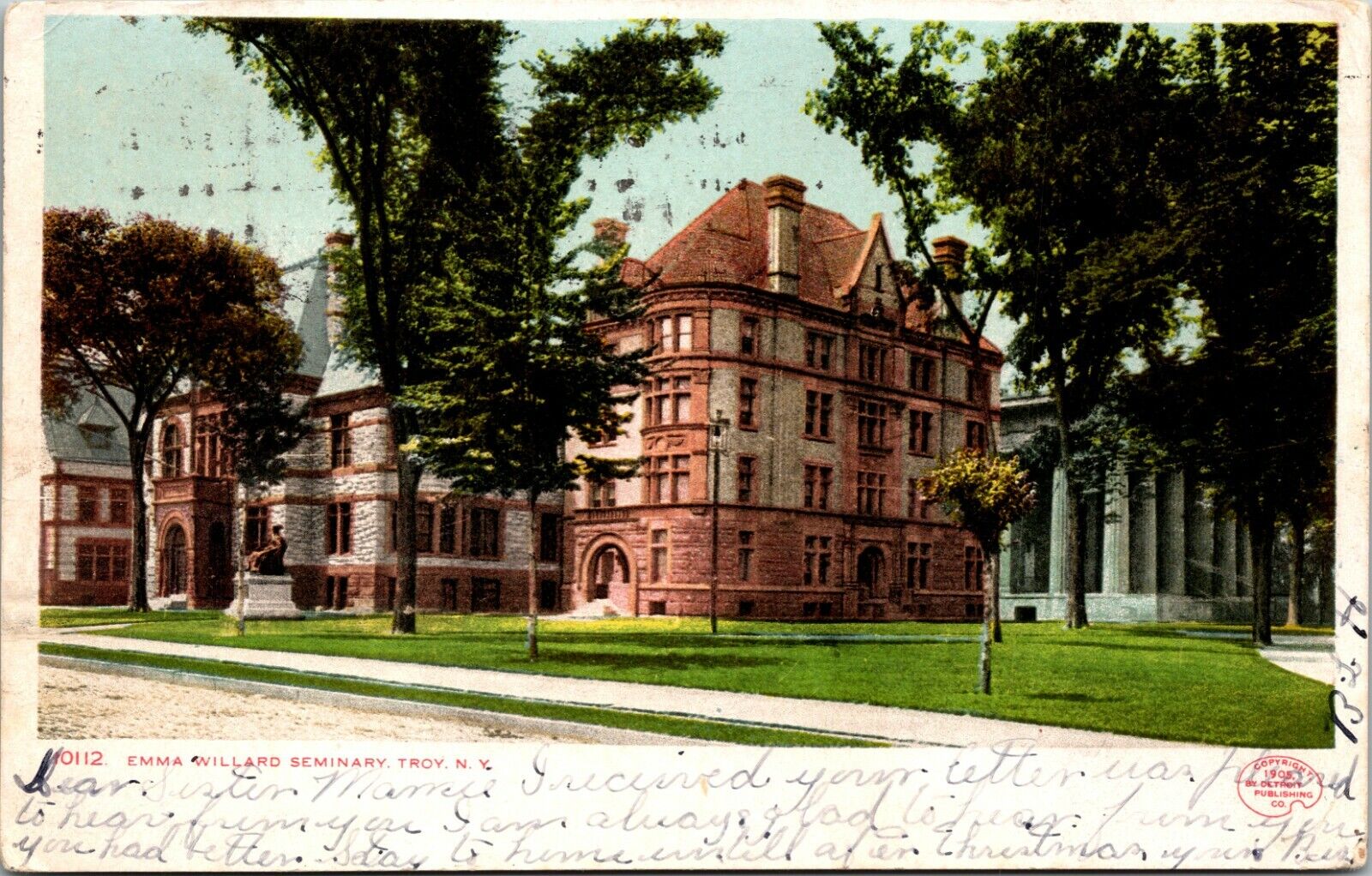 1906 Troy New York NY Emma Willard Seminary UDB Vintage Postcard