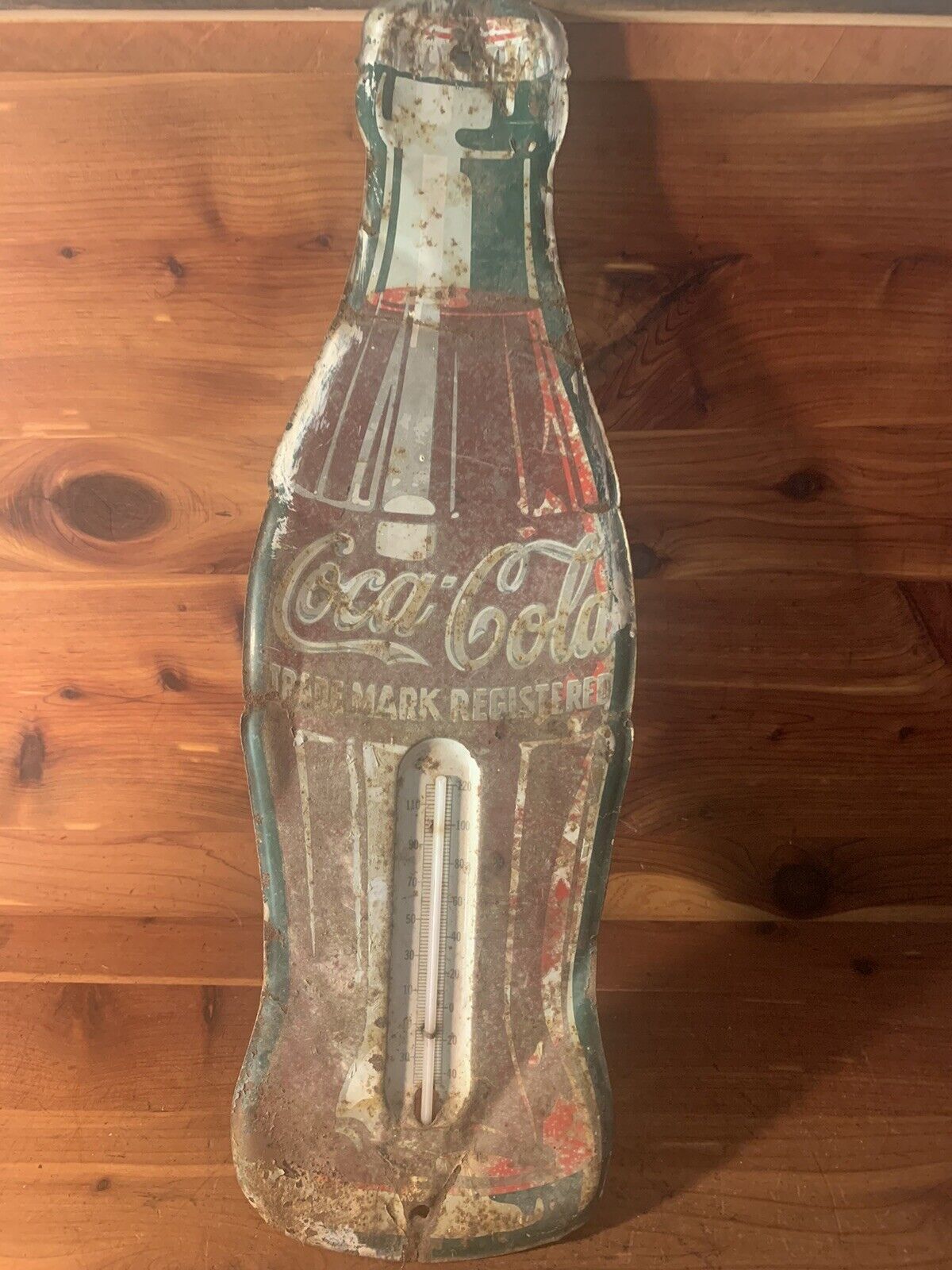 Vintage 1950’s Coca-Cola Advertising Tin Thermometer Soda Bottle