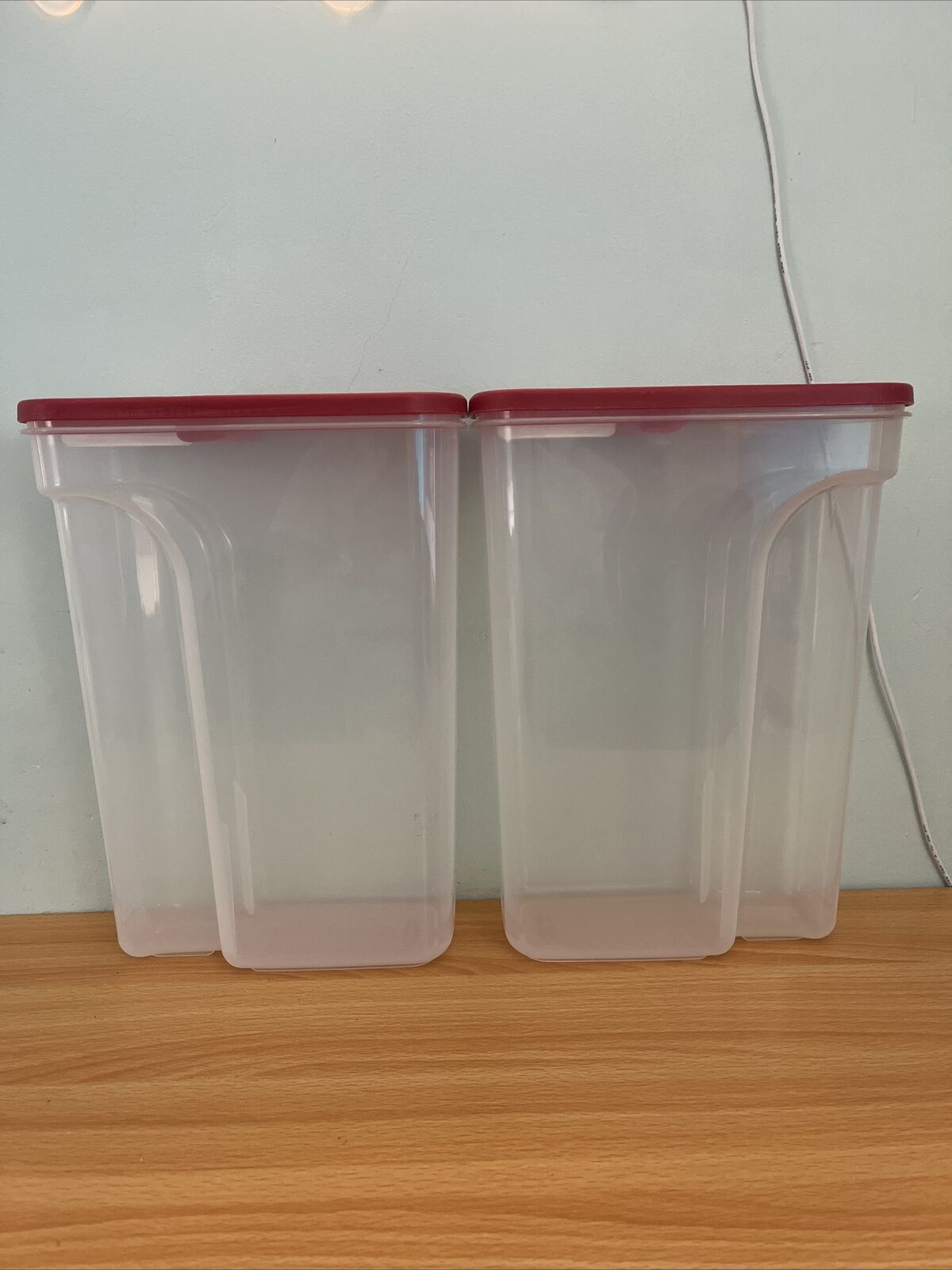 Tupperware Modular Oval Clear Storage Containers With Red Lids-Set of 2